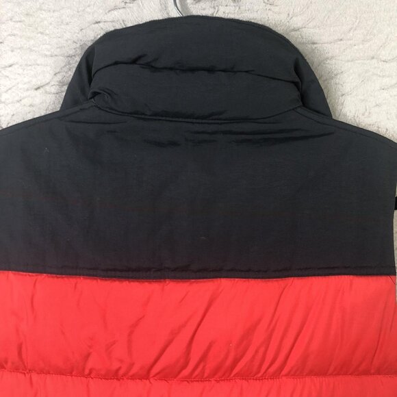 Hollister Vest Mens Small Red Black Hooded Puffer Quilted Snap Front Pockets Y2K - Picture 10 of 16